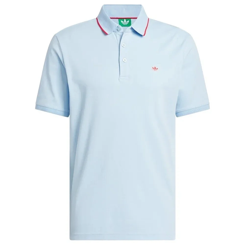 Men's adidas Originals Twistknit Trefoil Polo Shirt Sz XL Golf Sky Blue $90